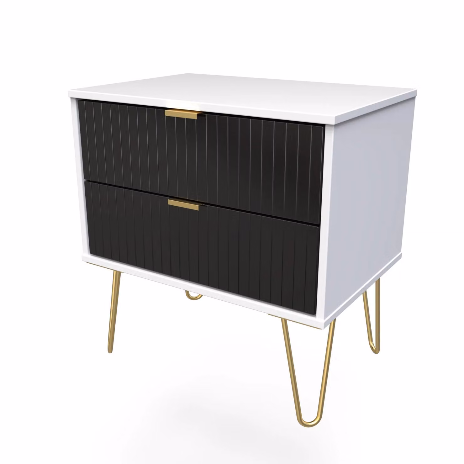 2 U Bexley 2 Drawer Side Table in True Black and Gold – 2