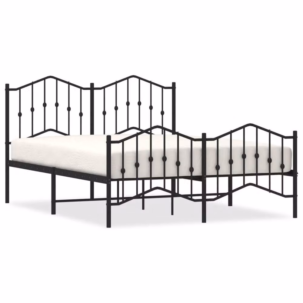 Berkfield Home Metal Bed Frame with Headboard and Footboard, Black, W/D/H: 150 x 200 cm – 2