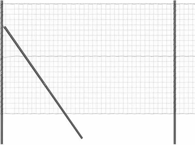 Berkfield Home Euro Fence with 7 Round Posts, Galvanised Steel, Grey, W: 10 m, H: 1.5 m