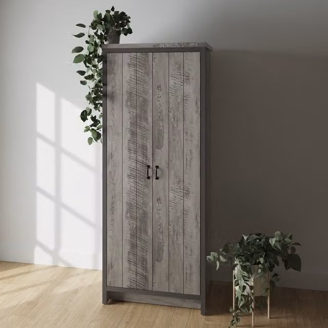 GFW Boston Grey 2 Door Double Wardrobe H 182 cm x W 73 cm x D 41 cm – 2