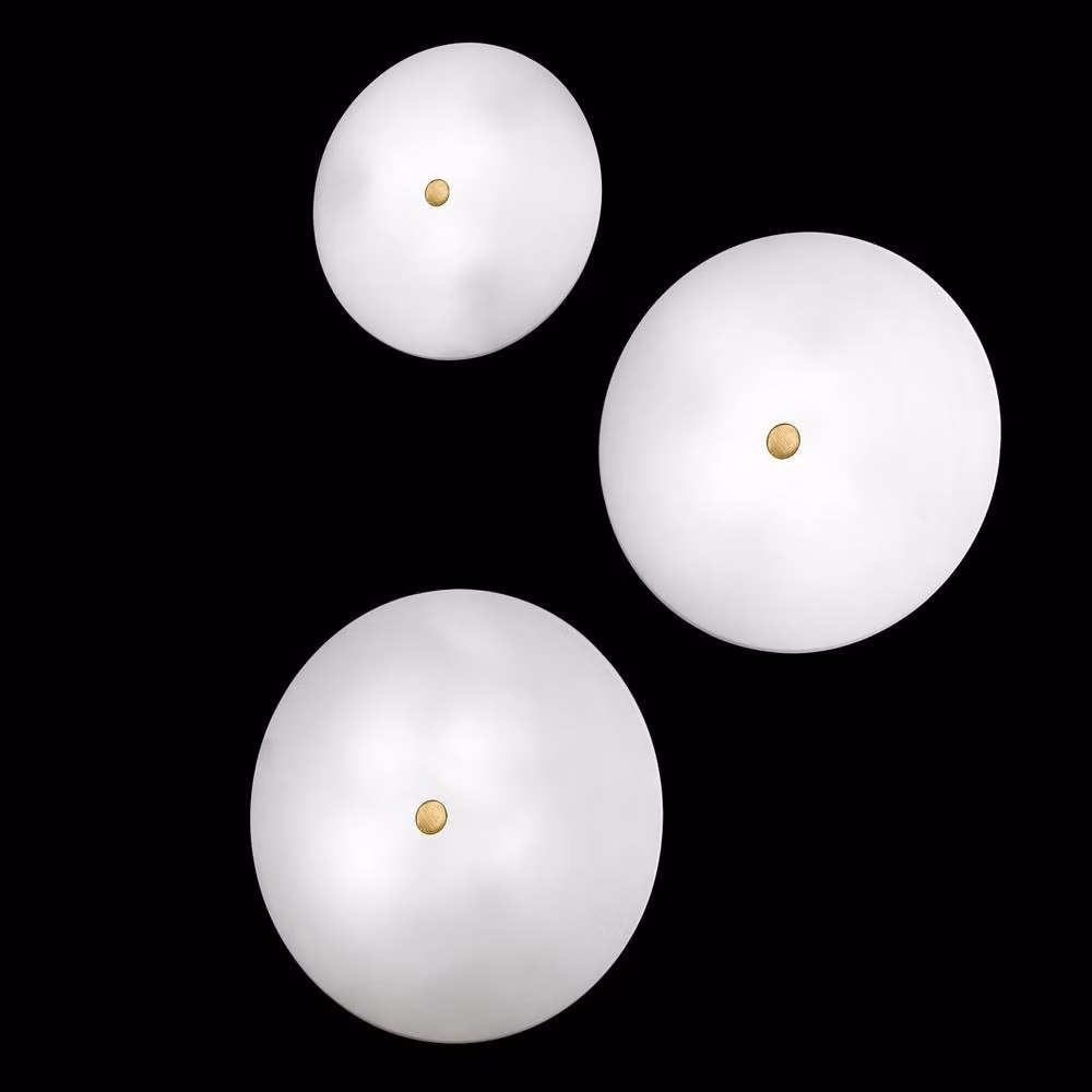 Netlighting Centro Designer Glass Flush Ceiling Light in White and Antique Brass with 2x E14 Sockets – 2