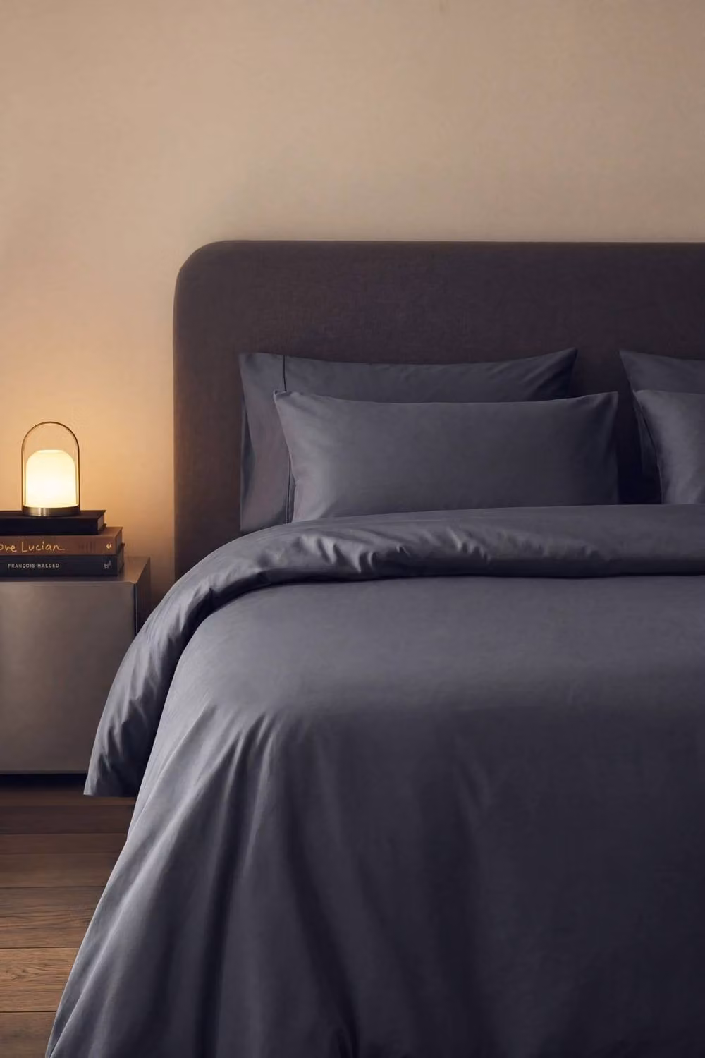 Bedable Grey 100% Cotton Sateen Bedding Bundle, 460 Thread Count, King Size: Duvet Cover Set, Fitted Sheet, Duvet and 2 Pillows – 1