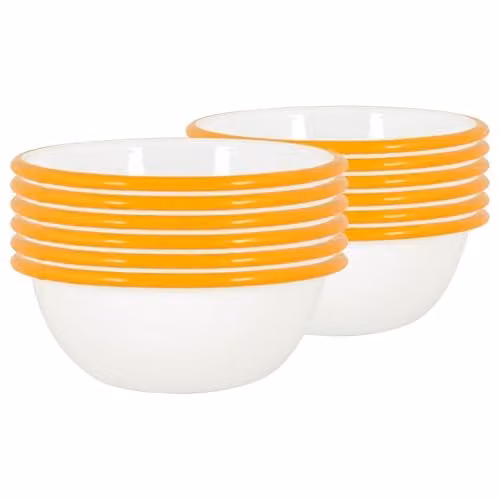 Argon Tableware Enamel Pasta Bowls, Pack of 12, Yellow, White and Blue, Diameter: 16 cm – 1