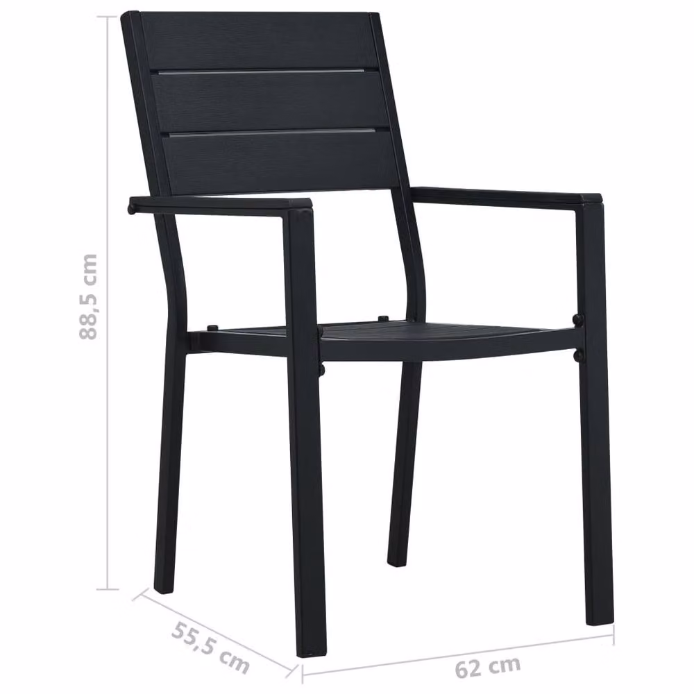 Berkfield Home Set of 4 Modern Black Wood Look Garden Chairs – 6