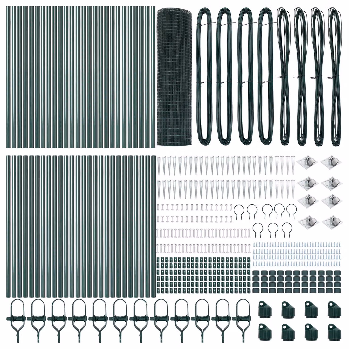 Berkfield Home Green Galvanised Steel Welded Wire Fence with 13 Round Spike Posts – 3