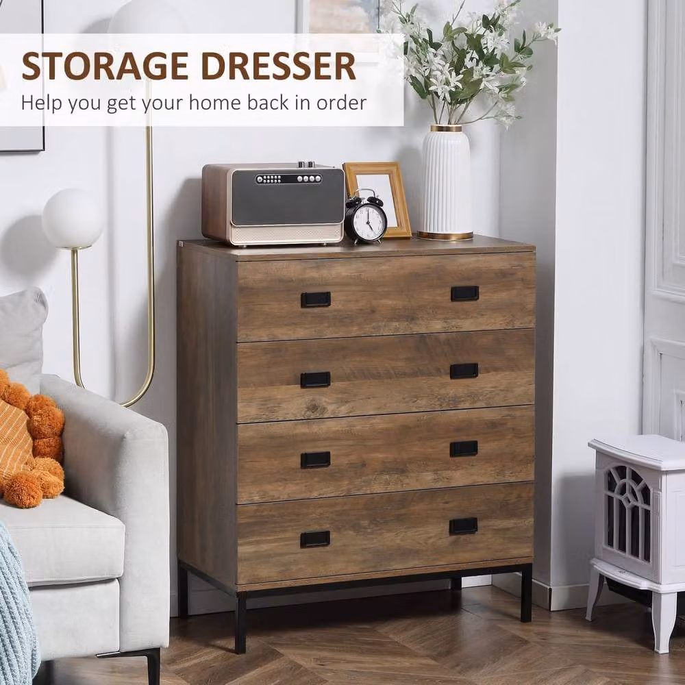 Wyld Haus Paleba Romi 4 Drawer Chest in Brown Wood Effect with Black Steel Frame – 3