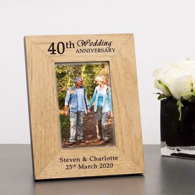 Uniqueful Personalised Wedding Anniversary Wood Picture Frame, Brown, W/H: 15 x 10 cm