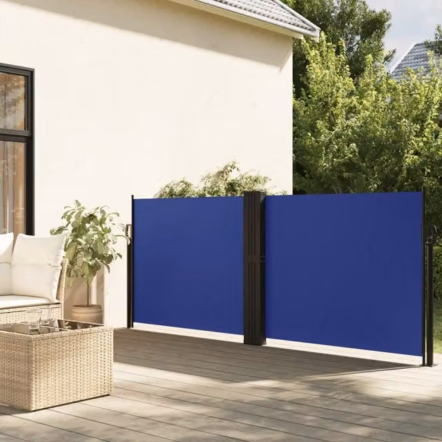 Berkfield Home Retractable Single Side Awning in Blue, W/D/H: 120 x 120 x 120 cm