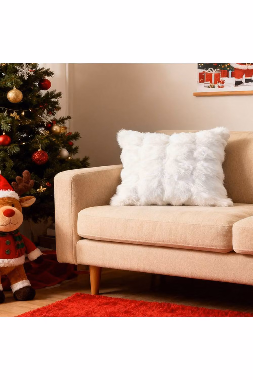 Living and Home Plush Throw Pillow Cover in White – 2