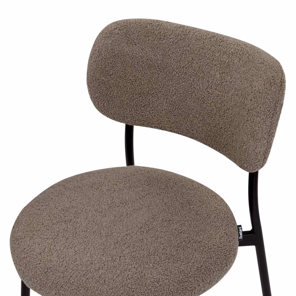 Wyld and Coco Set of 2 Beige Taupe Bouclé Armless Dining Chairs with Metal Legs – 4