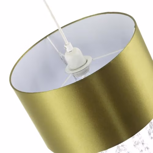 Happy Homewares Modern Green Satin Fabric Pendant Light Shade with Transparent Acrylic Drops, Diameter: 30 cm – 2