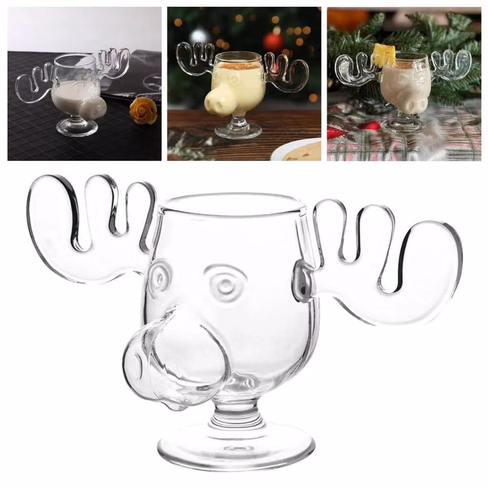 SPETLEK Christmas Vacation Moose Glass Wine Cups, 4 Pieces, Clear – 4