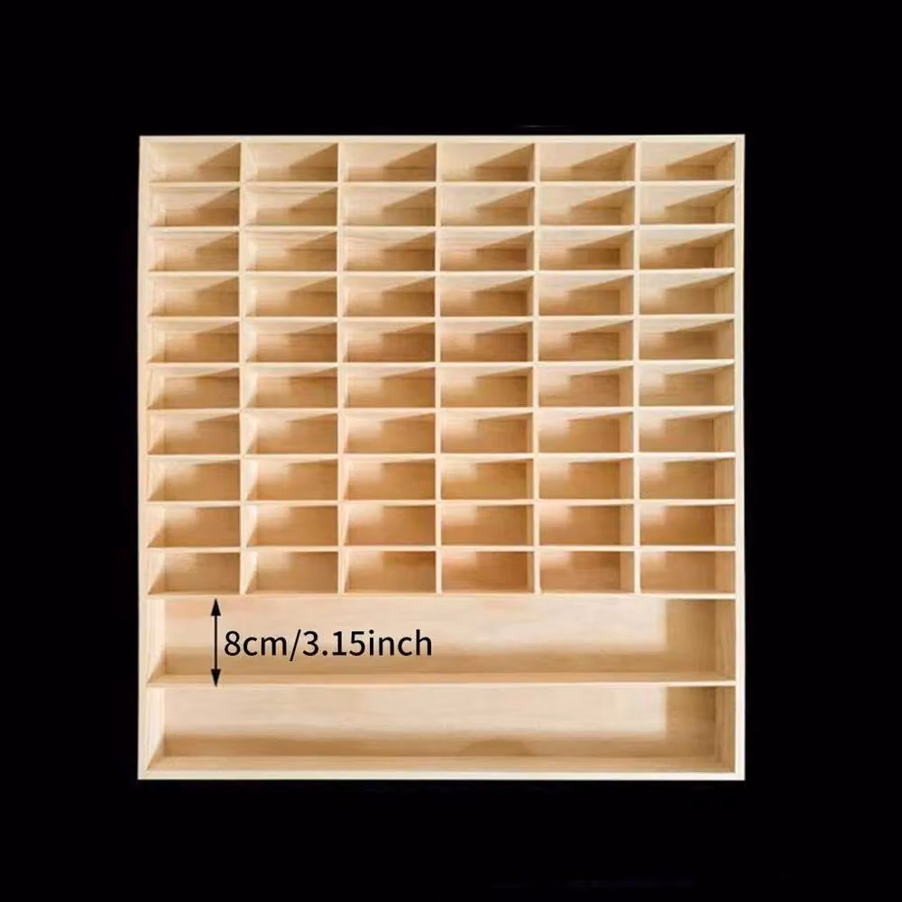 FLAVORA Natural Wooden Car Display Shelf with 62 Grids, W: 64.5 cm, H: 58.5 cm, D: 5 cm – 2