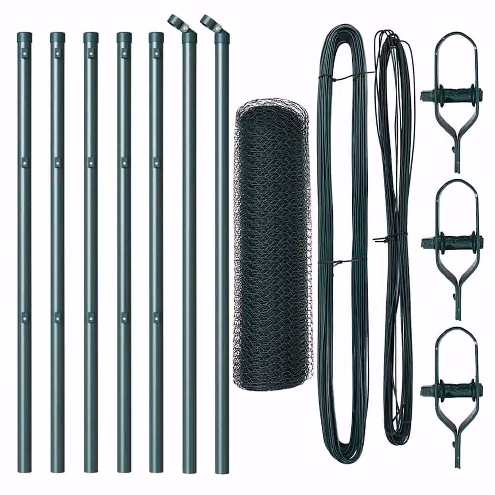 Berkfield Home Hexagon Steel Fence, Green, W: 0.4 m, L: 10 m – 3
