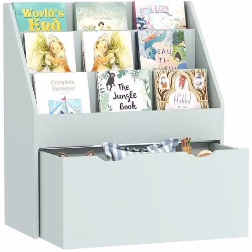 AIYAPLAY Kids Bookshelf 3 Tier Storage Organiser, Green, W/D/H: 70 x 30 x 30 cm