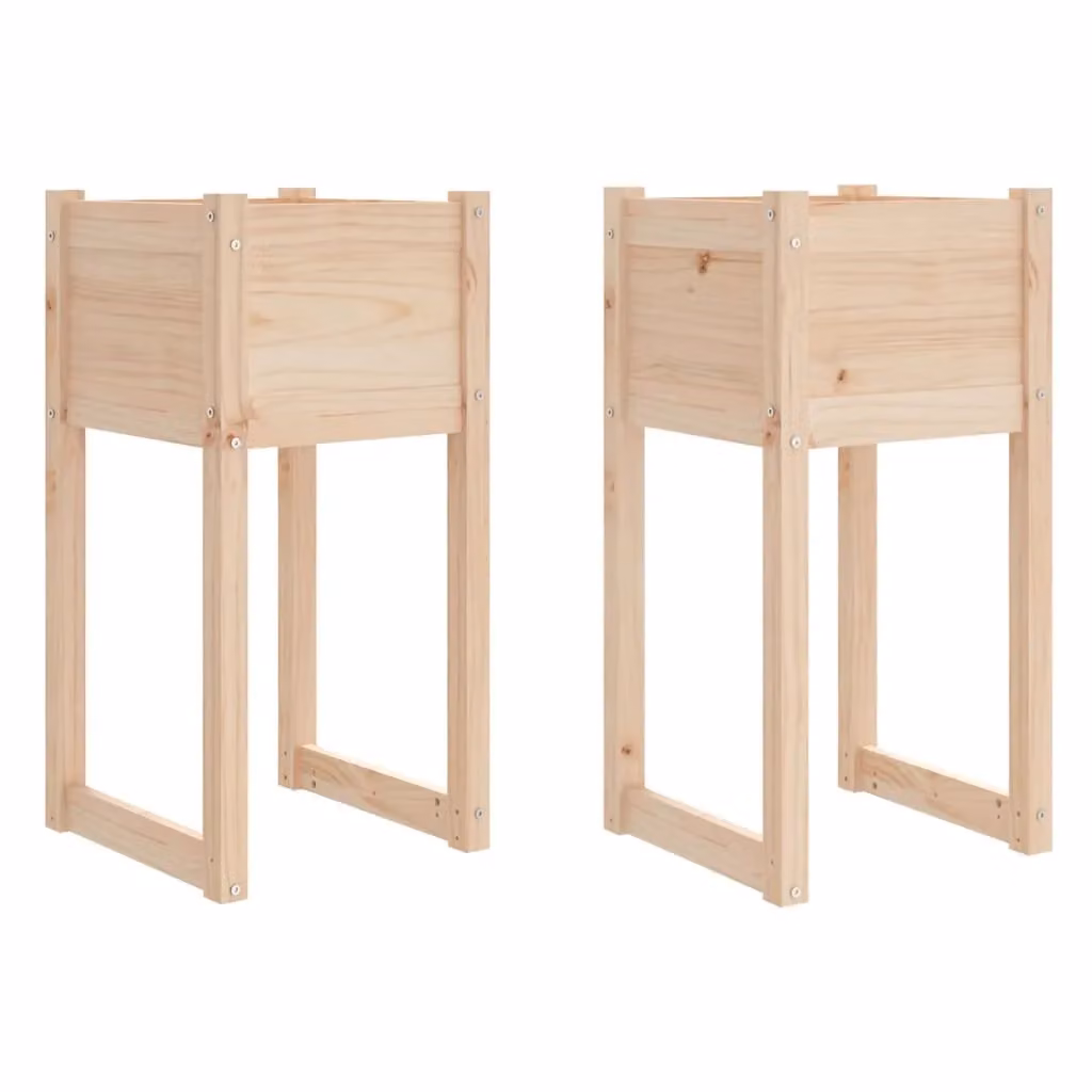 Berkfield Home Set of 2 Rustic Solid Wood Pine Planters in Brown, W/D/H: 40 x 40 x 81 cm – 2