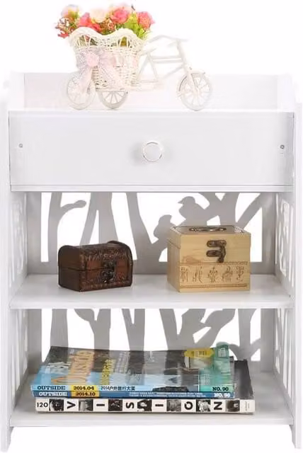 Kelvenix Modern White Bedside Table Drawer Cabinet – 1