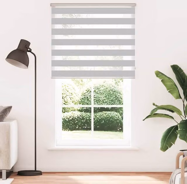 Berkfield Home Zebra Blind in Grey Polyester, W: 130 cm, H: 230 cm