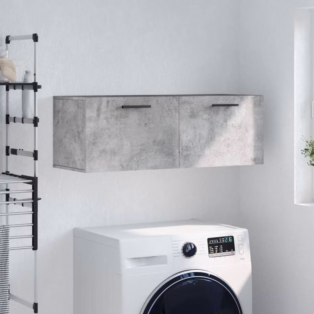 Berkfield Home Wall Mounted Cabinet in Concrete Grey, W/D/H: 100 x 36.5 x 35 cm – 2
