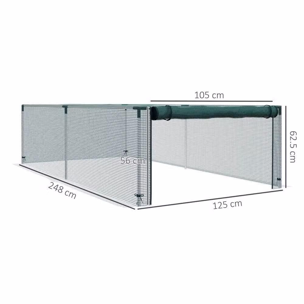 STILVORA Green Steel Plant Protection Cage with Door, W: 248 cm, H: 125 cm, D: 62.5 cm – 2