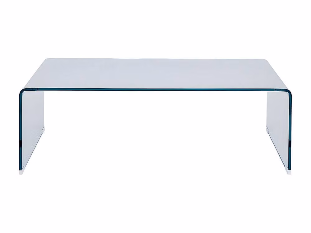 Vente-unique ALONZO Curved Tempered Glass Coffee Table in Transparent Clear, W/D/H: 80 x 55 x 37 cm – 1