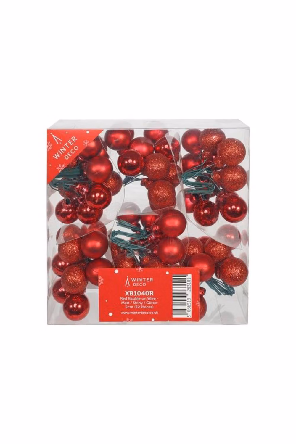 KDMD Red Matt and Shiny Glitter Baubles on Wire, 72 Pack – 2