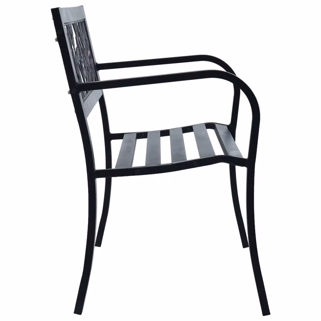 Berkfield Home Vintage Floral Garden Bench in Matt Black Steel and Plastic, Width: 125 cm – 3