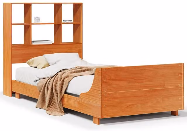 Berkfield Home Rustic Solid Wood Pine Bed Frame in Wax Brown, W: 100 cm, L: 200 cm