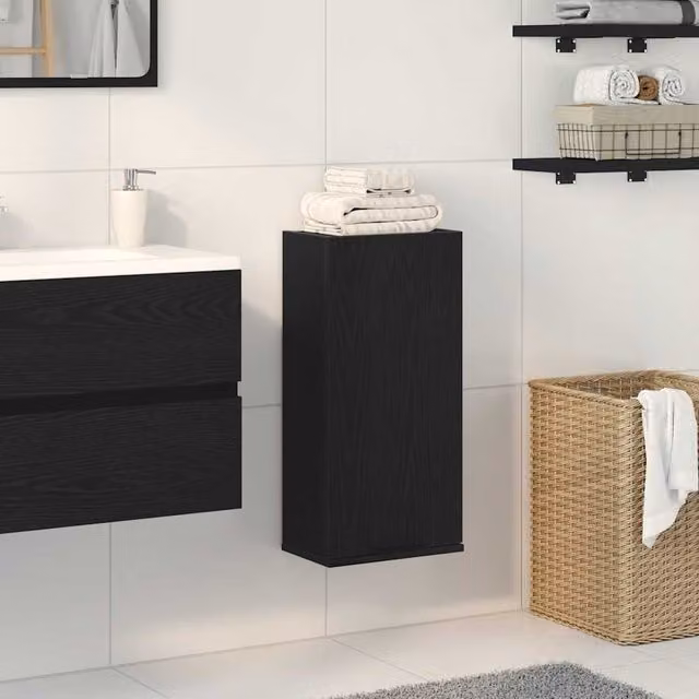 Berkfield Home Wall-mounted Black Oak Cabinet W/D/H: 32 x 20 x 67 cm
