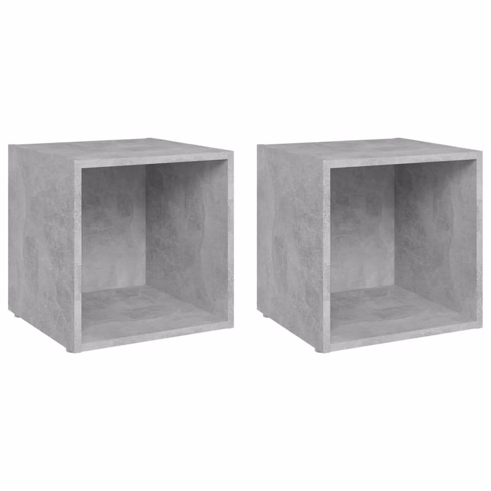 Berkfield Home Set of 2 Modern TV Cabinets in Concrete Grey, Engineered Wood, W/D/H: 37 x 35 x 37 cm – 3