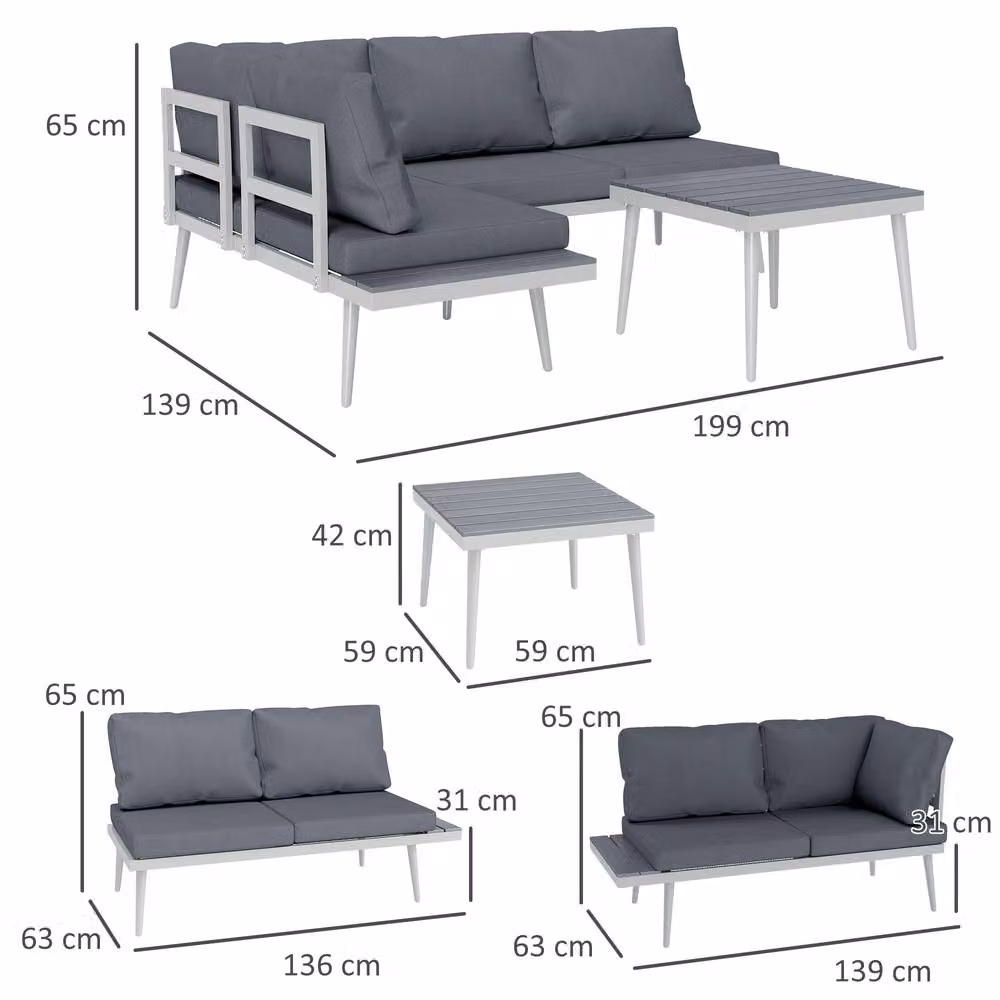 STILVORA 3-Piece Modern Sofa with Adjustable Lounger in Grey – 3