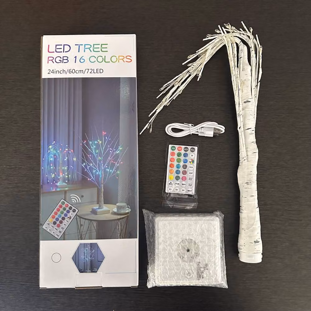 Smartbies 11 Pack Pre Lit Christmas Birch Twig Tree Lamp with Remote Control, Multicolour – 3