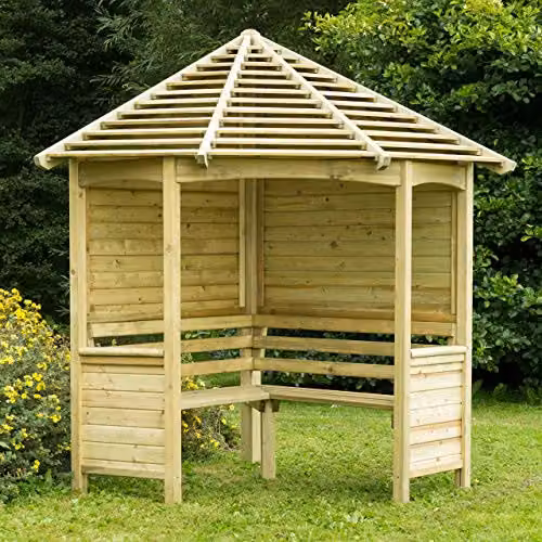 Forest Garden Venetian Corner Arbour in Brown Wood – 2