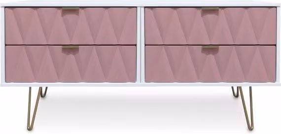 Welcome Diamond Kobe 4 Drawer Bed Box in Pink, White and Gold
