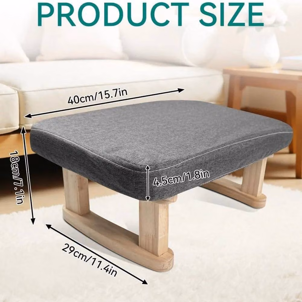 EONLION Wooden Small Footstool Pouffe in Grey, W/D/H: 100 x 18 x 100 cm – 2