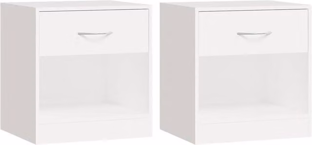 Berkfield Home Set of 2 Modern White Nightstands with Drawer