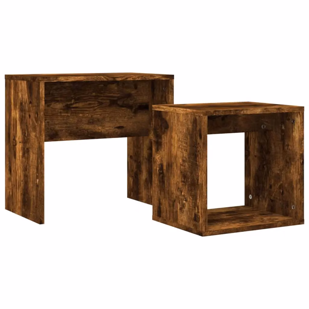 Berkfield Home Nesting Coffee Tables, 2 Piece Set in Smoked Oak Brown Engineered Wood – 2