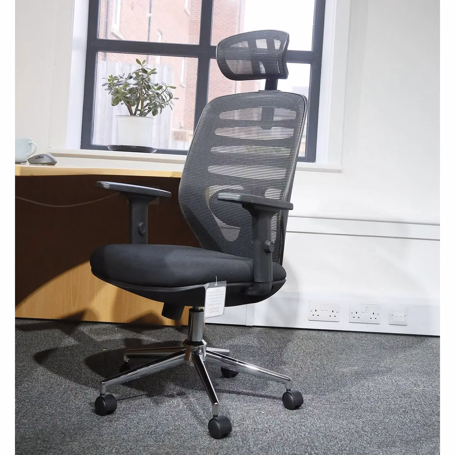 JFY Ergonomic Reclining Office Chair with Flip-Up Armrests and Headrest in Black Fabric – 6