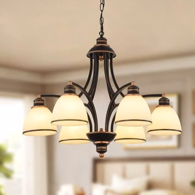 Garwarm 6-Light Dimmable Classic Traditional Chandelier in Black and Gold/Brass – 1