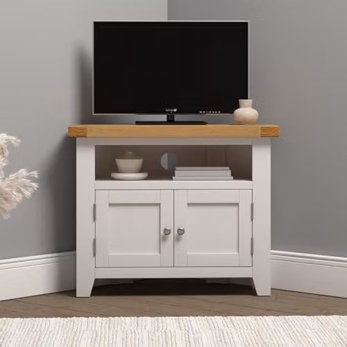 Seconique Windsor Corner TV Unit in Ivory/Oak