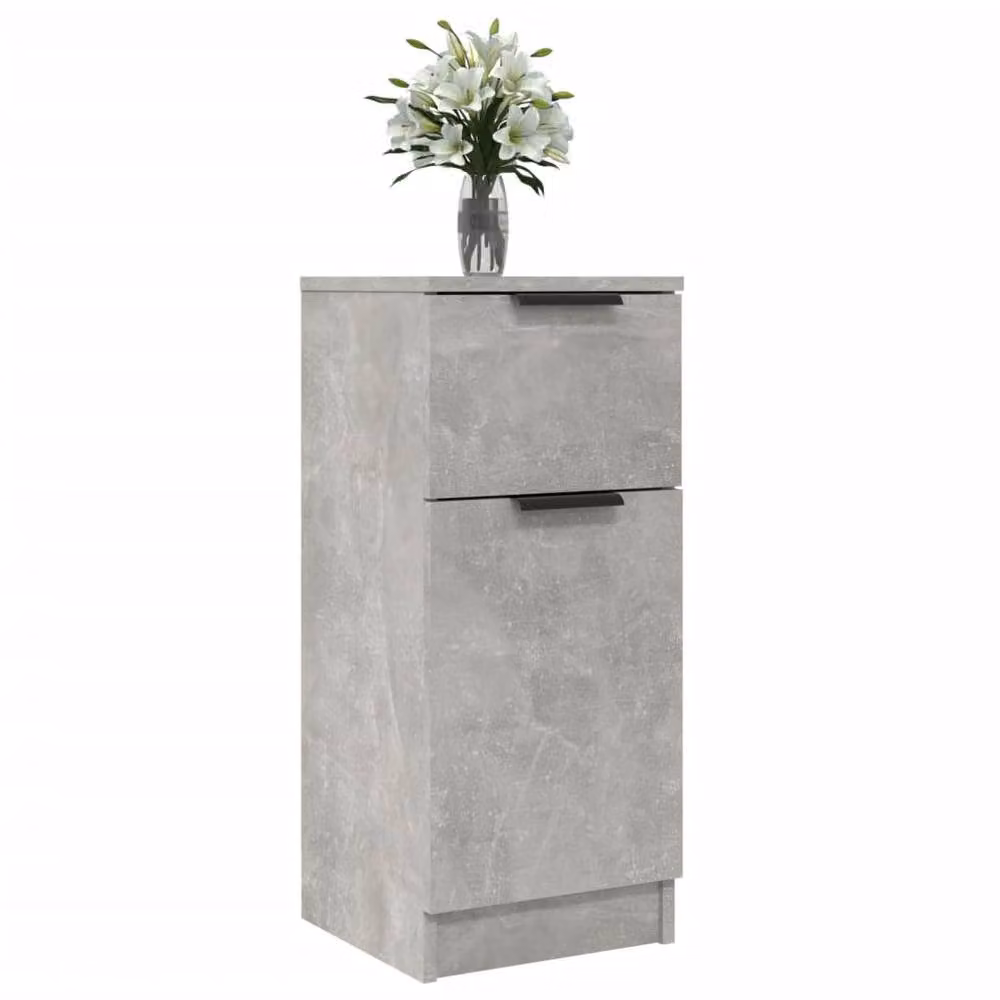 Berkfield Home Set of 2 Concrete Grey Minimalist Sideboards in Engineered Wood, W/D/H: 30 x 30 x 70 cm – 2