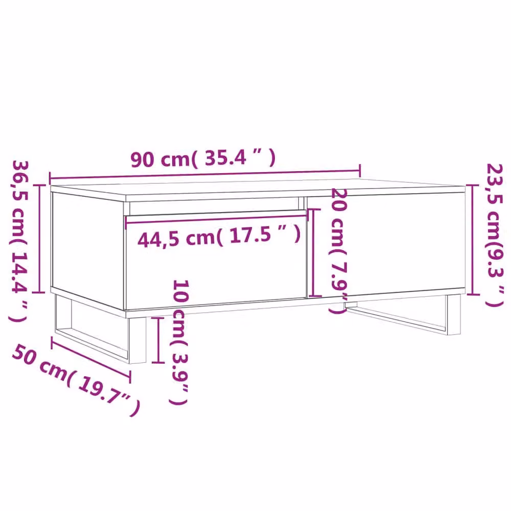 Berkfield Home Modern Rectangular Coffee Table in Smoked Oak Brown, W/D/H: 90 x 50 x 36.5 cm – 6