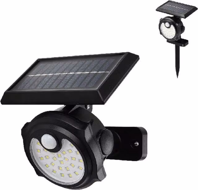 Extrastar Solar LED Wall Lamp and Garden Floodlight with PIR Motion Sensor in White