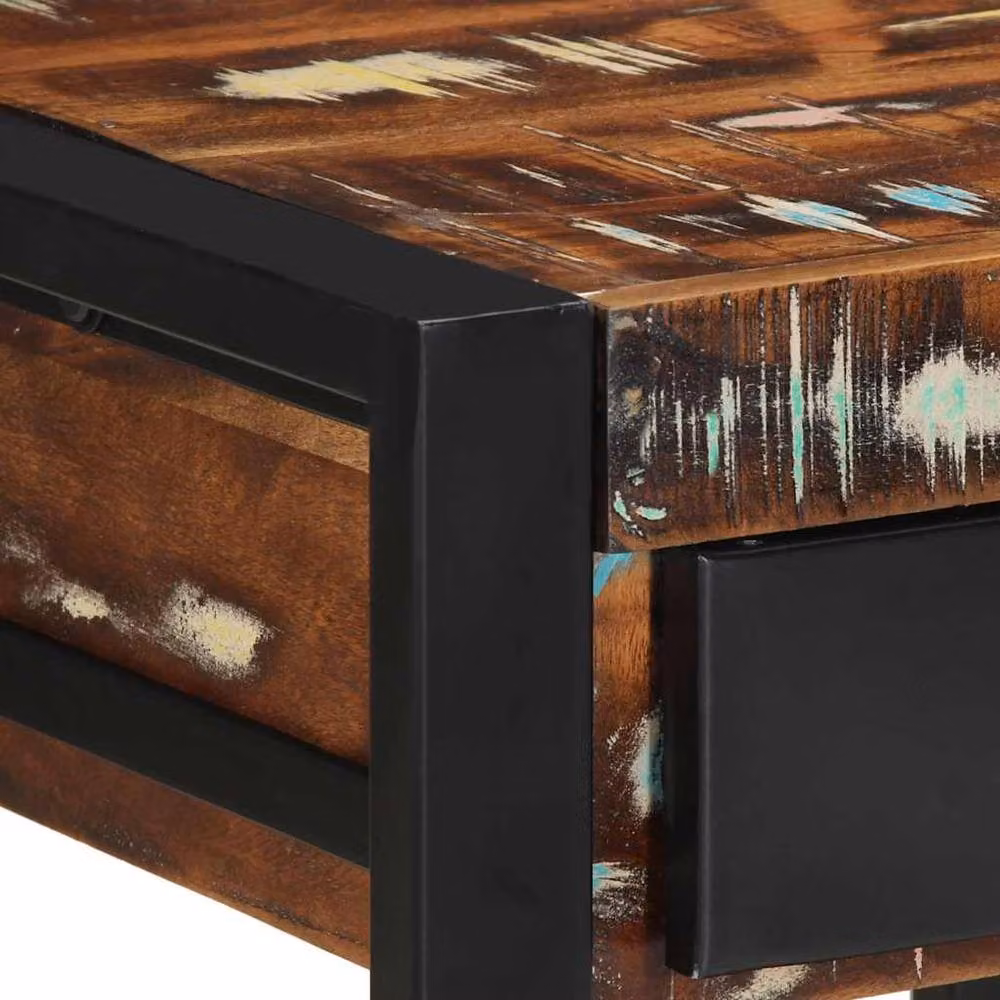 Berkfield Home Multicolour Reclaimed Solid Wood Side Table, W/D/H: 40 x 40 x 50 cm – 4