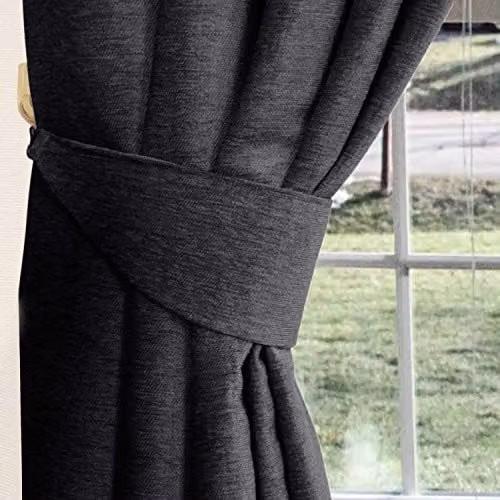 Homescapes Chenille Curtain Tie Backs, Pair, Grey – 1