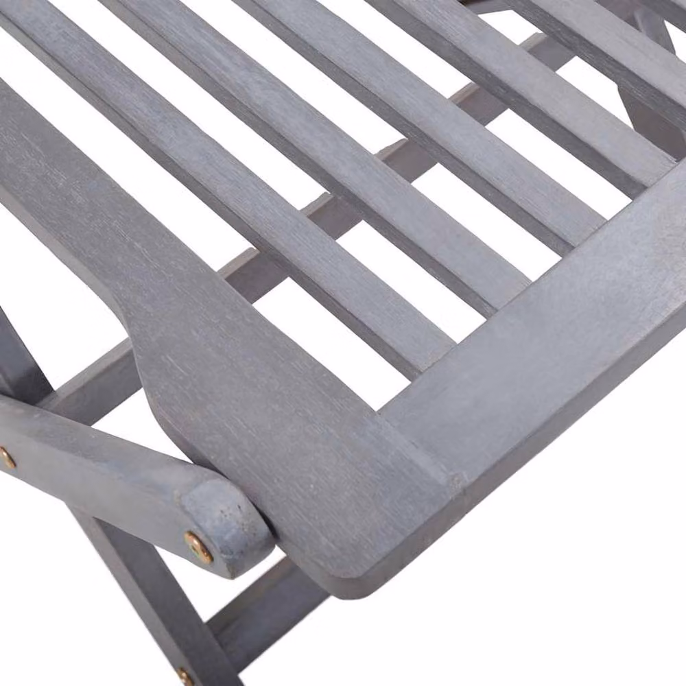 Berkfield Home Set of 4 Folding Outdoor Chairs in Grey Solid Acacia Wood – 2