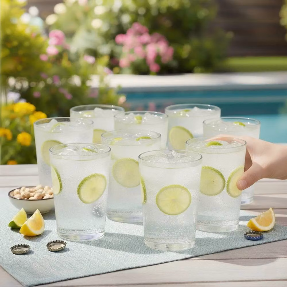 EONLION Set of 8 Clear Bistro Cocktail and Beer Tumbler Glasses, 510 ml each – 2