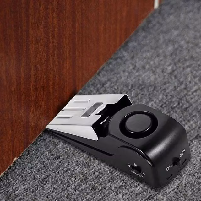SPETLEK 120dB Home and Travel Security Wedge Door Stop Alarm in Black
