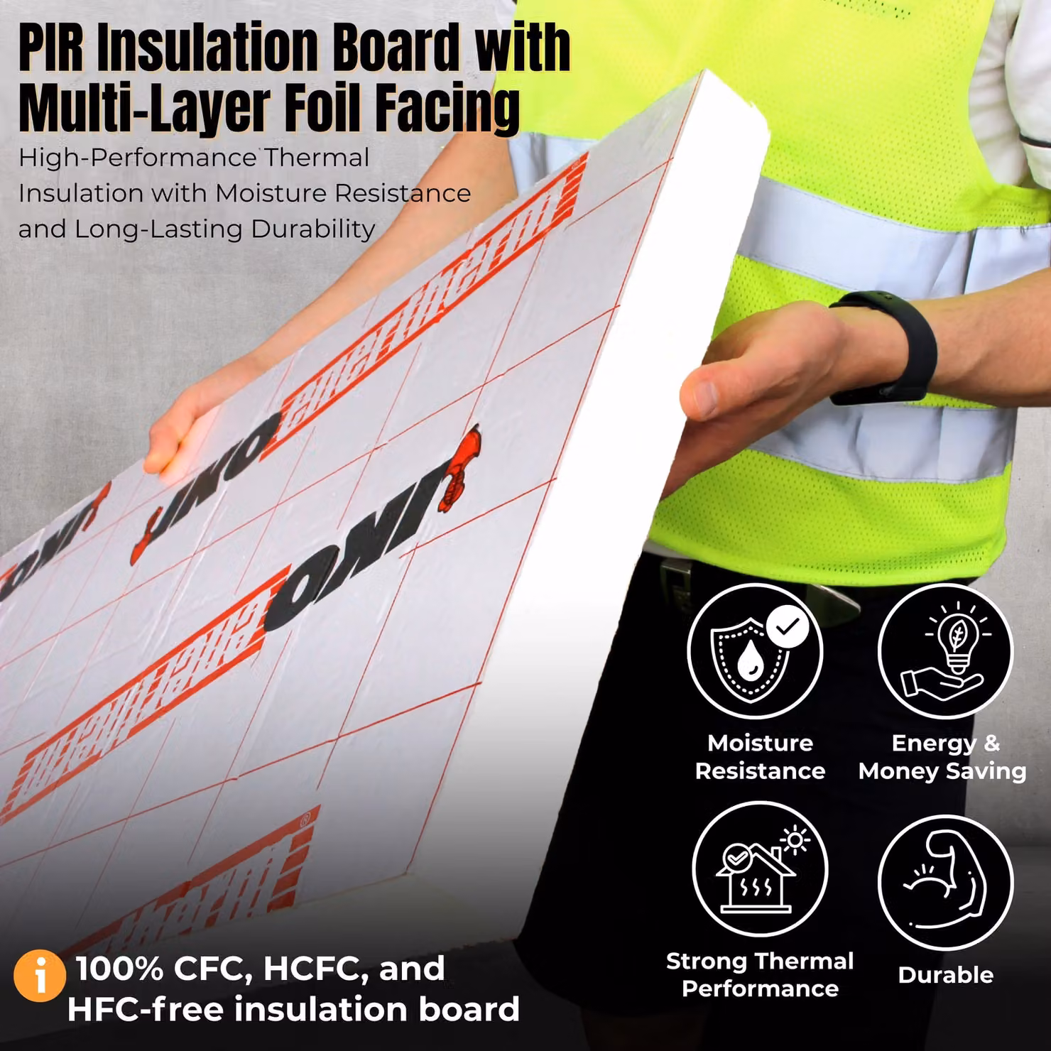 Novecrafto Thermal PIR Insulation Board with Aluminium Foil, White, W/D/H: 1200 x 450 x 50 mm – 7