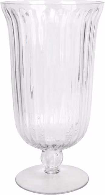 KDMD Clear Fluted Stemmed Hurricane Glass Vase, Height: 25.5 cm